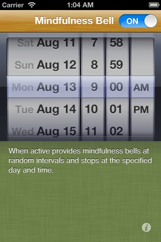 A screenshot of the Lotus Bud mindfulness bell app one of the best mindfulness apps on the iphone